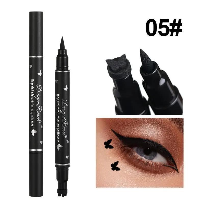 Waterproof Double-ended Eyeliner Stamp Pen (5 Counts/set), Heart & Flower & Star & Dot & Butterfly Design Stamp Pen, Eye Makeup Tool for Women & Girls, Waterproof Liquid Eyeliner