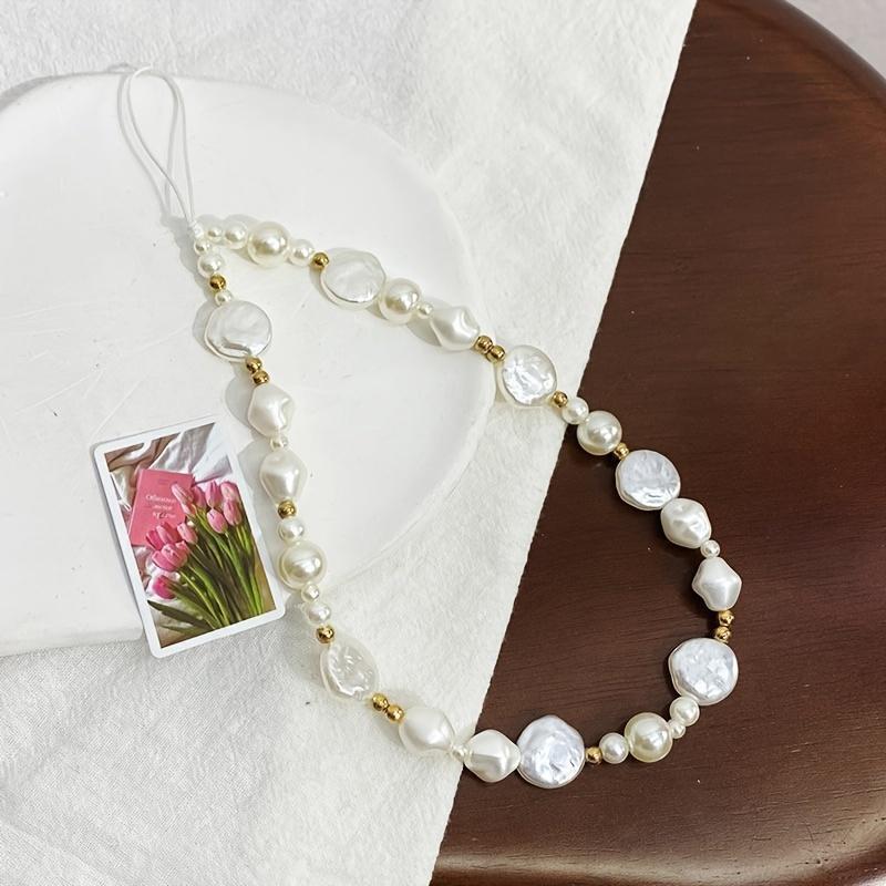 New shaped pearl phone lanyard, wrist phone chain, car keychain, bag decoration, phone anti loss rope