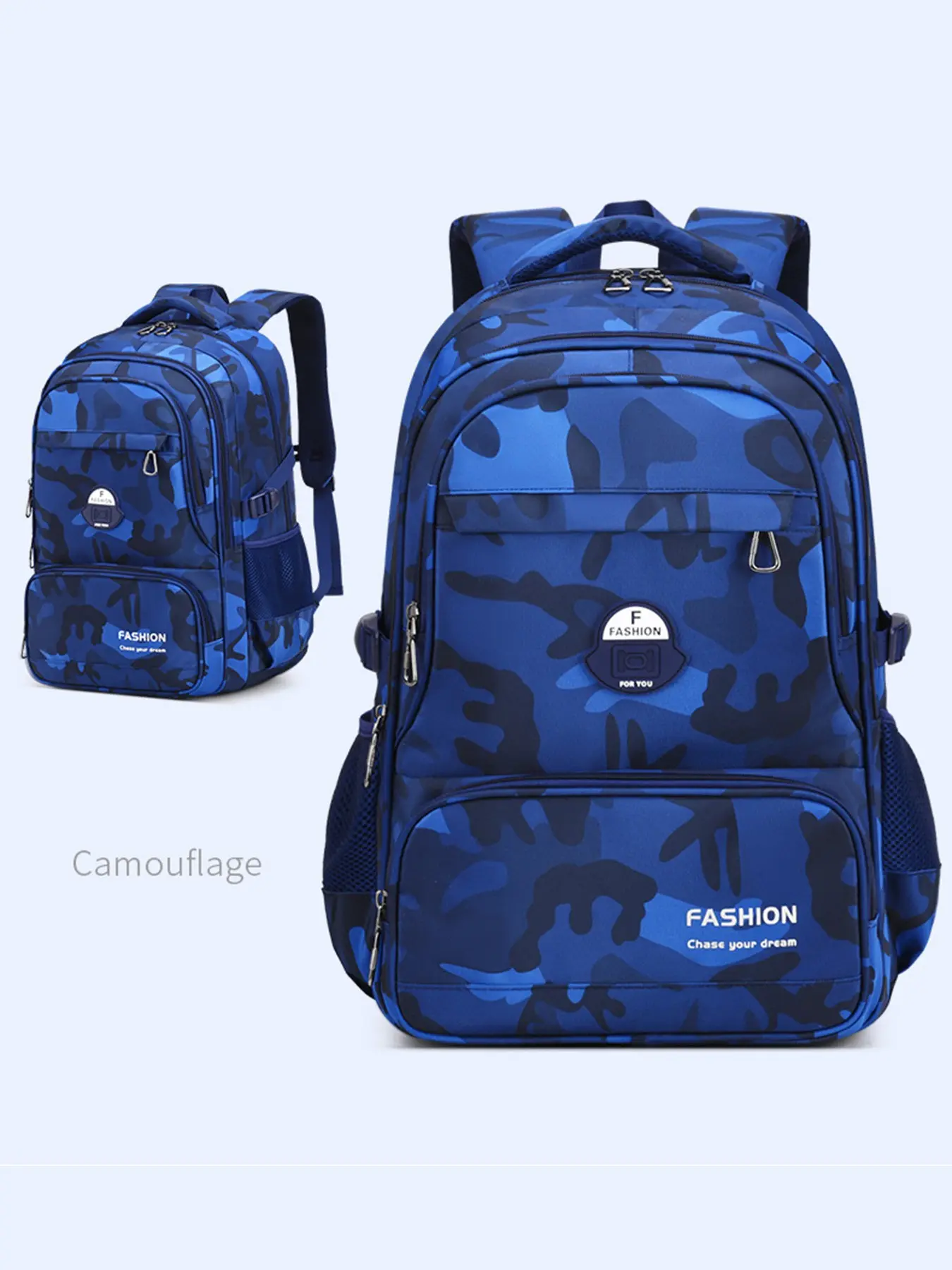 Camouflage School Multi Functional Backpack for Middle and High School Students, Large Capacity Laptop Travel Bag, Ergonomic Shoulder Bag with Pull Handle