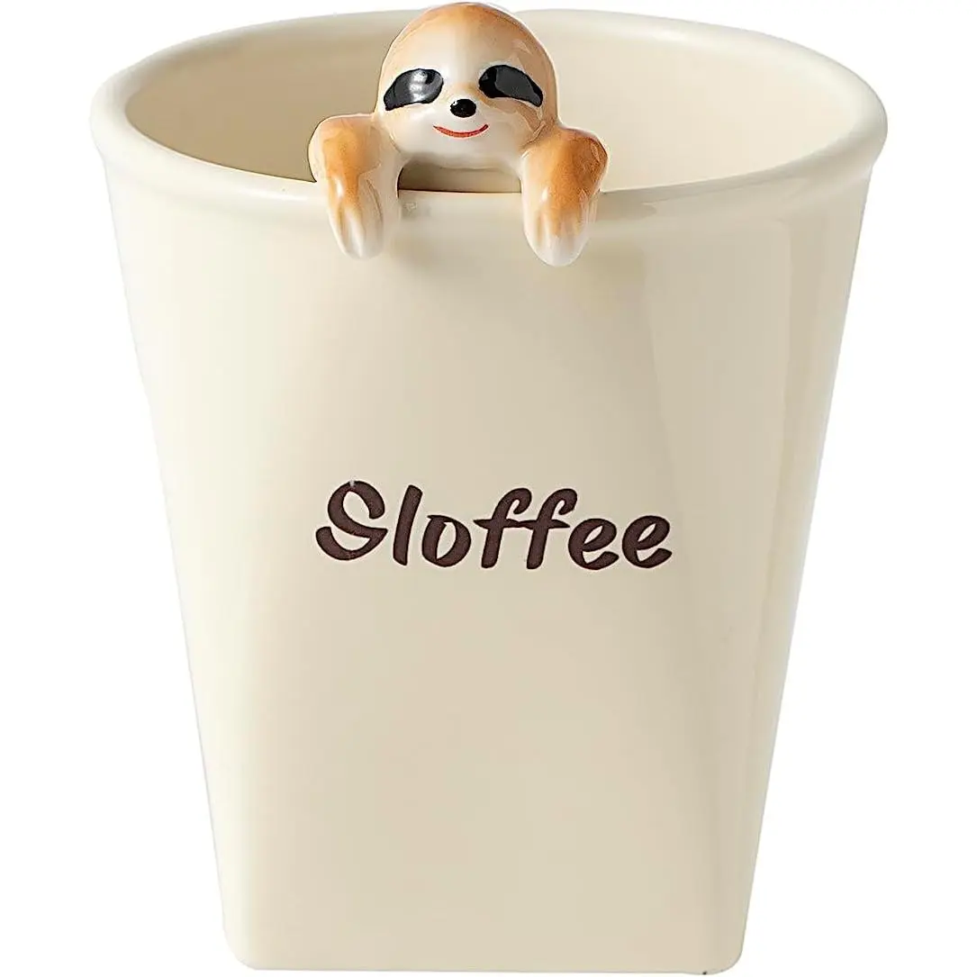 Ceramic Cup Funny  Sloth Mug Coffee Mug for Women and Men  for   and Coworkers (Cream-Sloth)