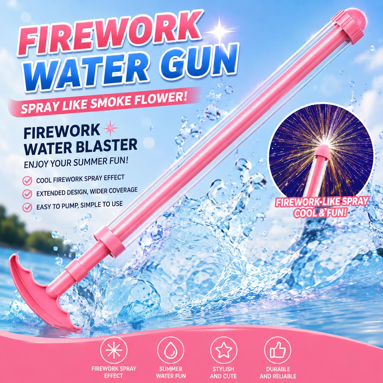 Pink Water Gun, Telescopic Water Gun, Summer Outdoor Pool and Beach Water Fight Party Toy