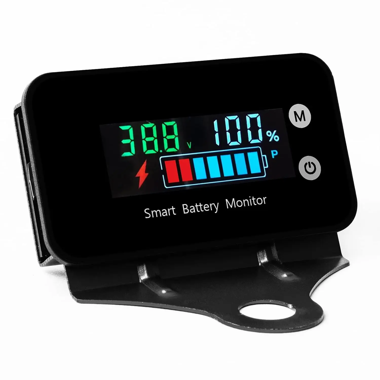 IPX7 Waterproof Battery Monitor 7-100V with Bracket, Temperature & Alarm, Digital Display for 12V/24V/36V/48V/60V/72V Lead-Acid & Lithium-Ion Battery Voltage Capacity Percentage TesterGift