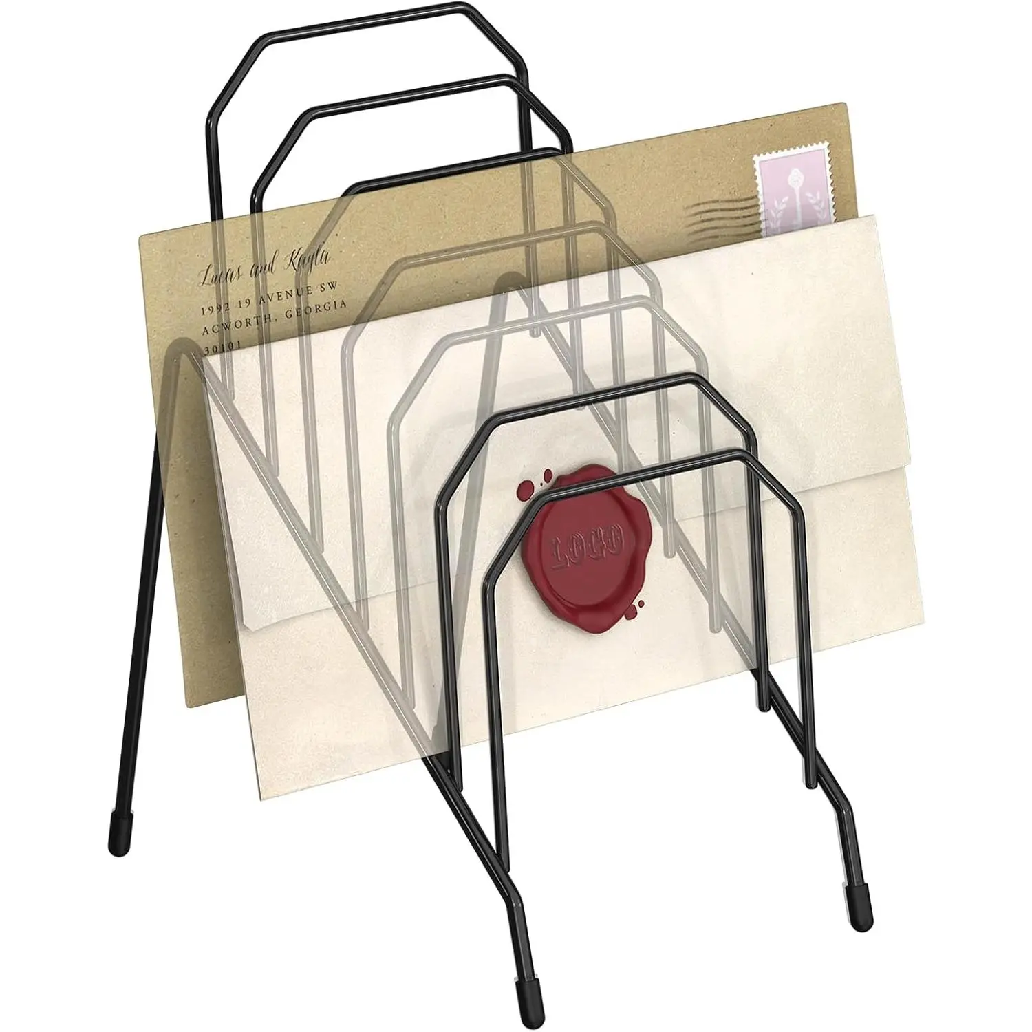 Incline Desk Mail Organizer, Mail Sorter Letter Organizer Rack with 6-Section Vertical Compartments Rack for Letters, Postcards, Brochures, Mail Holder for Office, , School