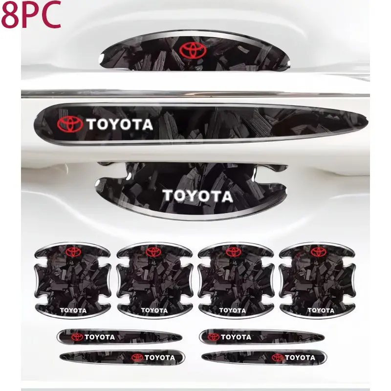 8pc Car Door Handle Protection Stickers, Anti-Scratch Rubber Door Bowl Stickers, Paint Protection Film for Toyota, Automotive Decals, Easy to Apply
