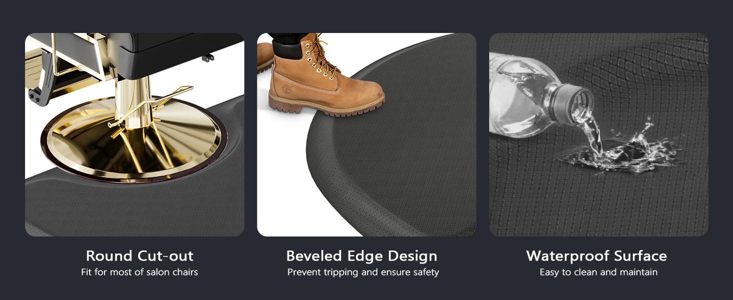 OmySalon 3ft x 4ft x 1/2inch Thick Salon Mat for Hair Stylist Anti Fatigue, Barber Floor Mat with Round Base, Hairdress Standing Matt Beauty Spa Barbershop Hairdressing Equipment