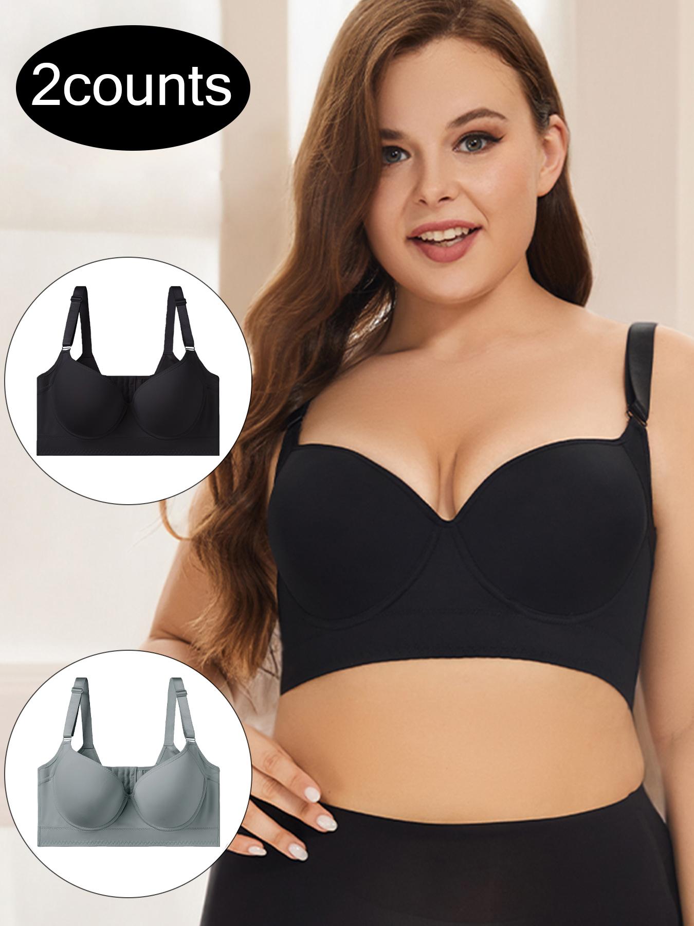 2-Pack Women's Adjustable Supportive Everyday Bras with Underwire, Comfortable Breathable Fit Underwear, Adjustable Straps to Prevent Sagging