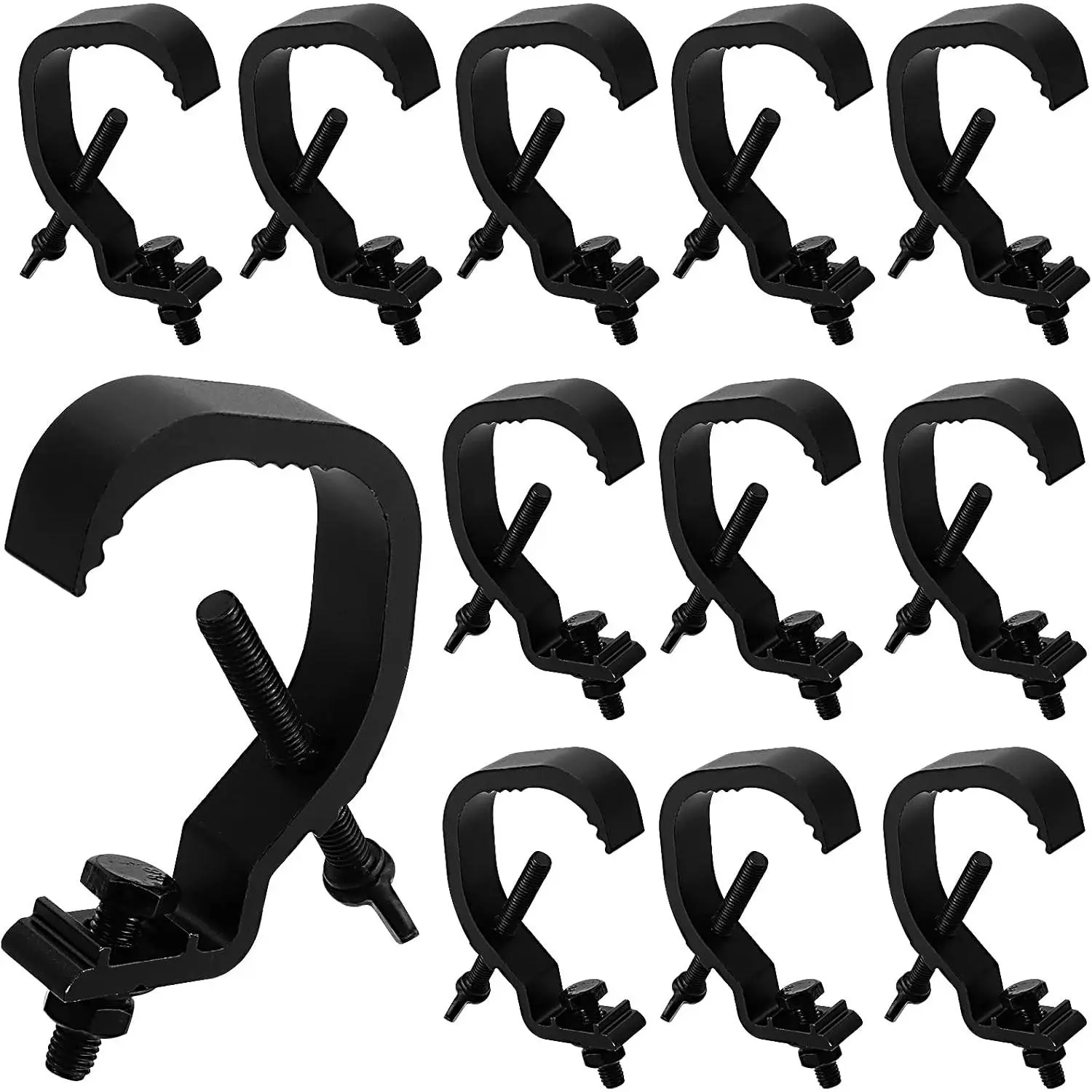 12 count Stage Light Clamp Hooks, Heavy Duty  Alloy Truss Clamps, Black
