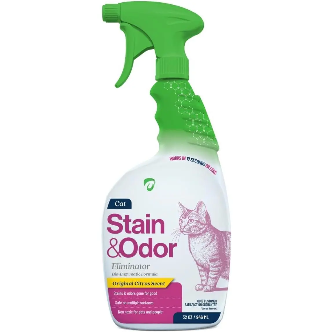 Bio-Enzymatic Stain Remover & Odor Neutralizer, Multi-Surface Cleaner for Carpet & Bedding, 32 oz. Citrus Scent Household Home Care Supply