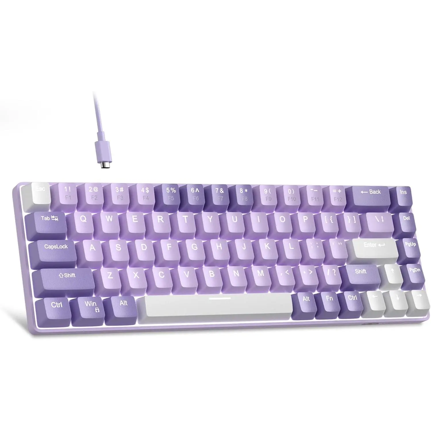 Portable 60% Mechanical Gaming Keyboard, MK-Box LED White Backlit Compact 68  Mini Wired Office Keyboard with Red  for Windows Laptop PC  - Violets