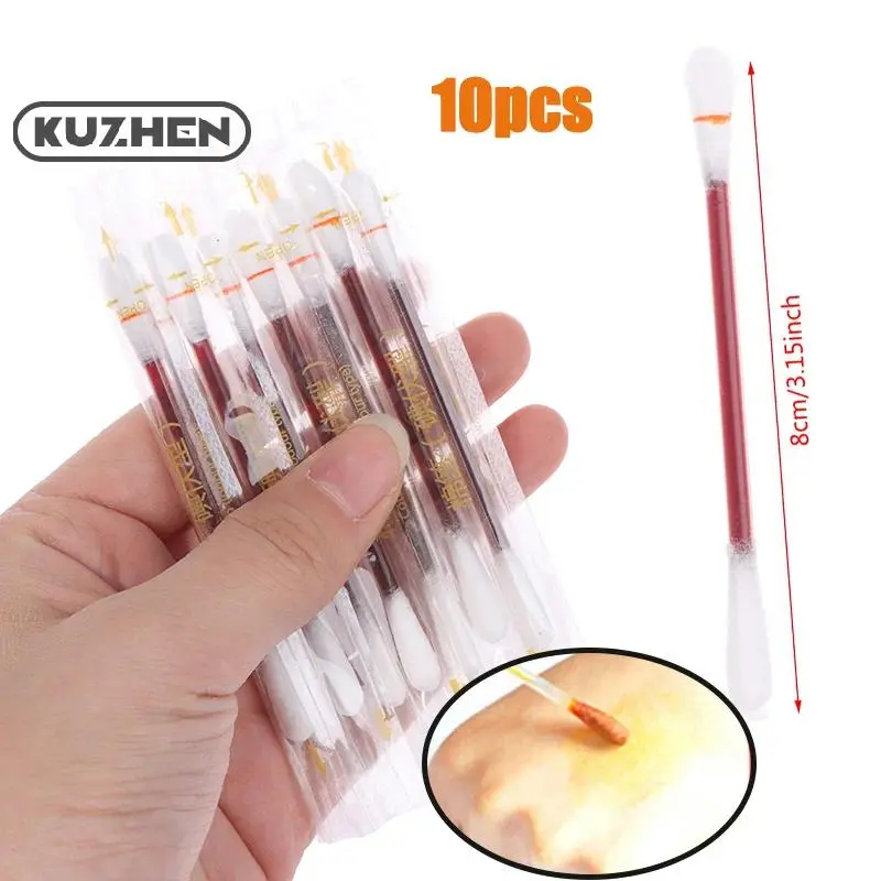 10X  Disposable Medical Iodine Cotton Stick Swab Home Emergency Nose Ears Clean