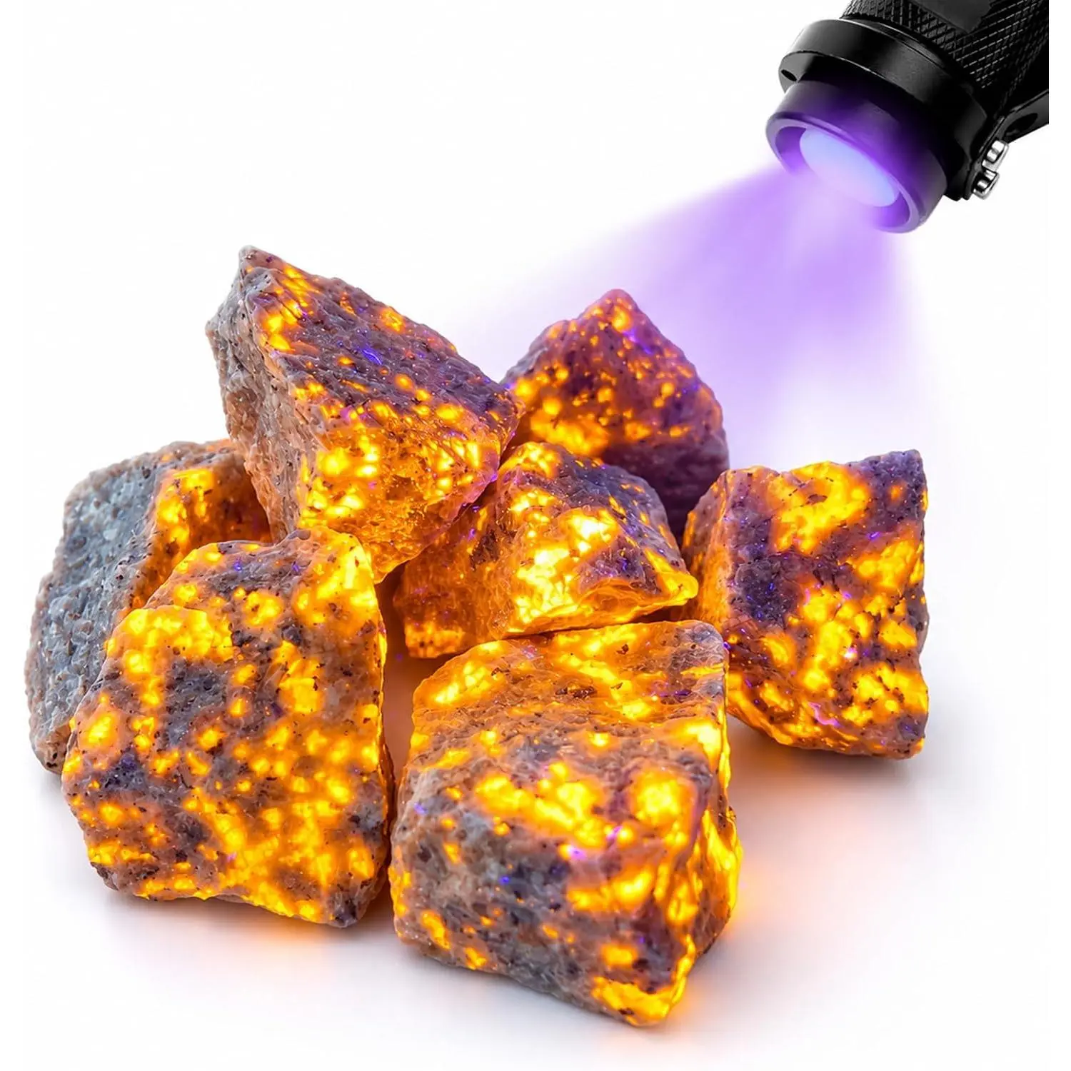 Yooperlite Rocks, 300g/0.67 lb  UV Reactive Fluorescent Stones |  rough stones glow under 365nm UV light; suitable for rock tumbling, fountain decor, crafts, and mineral collections.