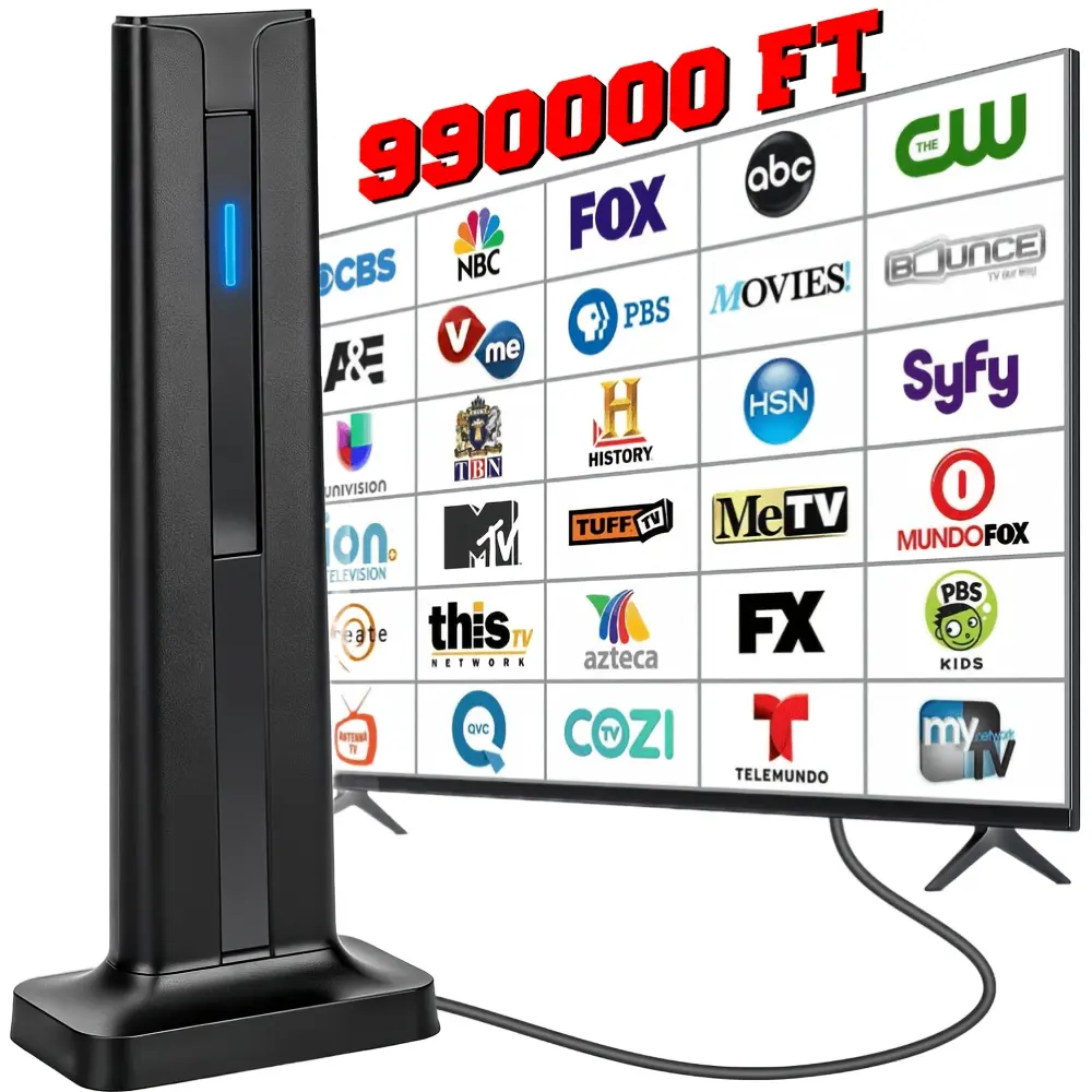 Indoor/outdoor satellite TV antenna amplifier with 360 degree signal reception and high definition 1080P/4K image quality, suitable for urban/rural areas, free channels, can be used as a home theater digital TV tuner, compatible with various TV systems