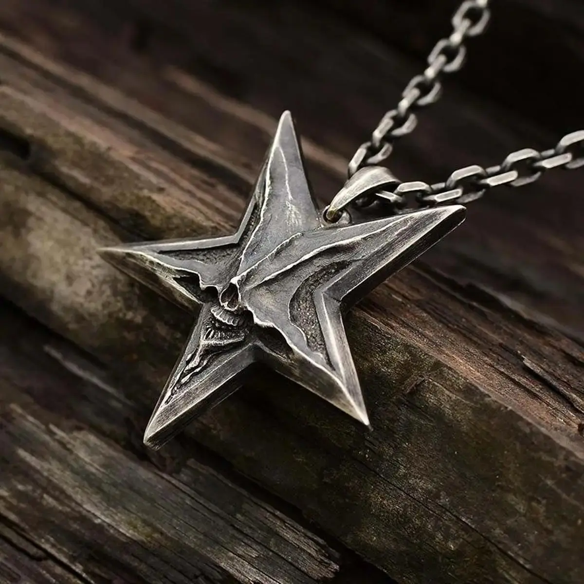 Pentacle Devil Smiley Necklace Punk Hip-Hop Style Personality Retro Dark Pendant Necklace Necklace Accessories Gift