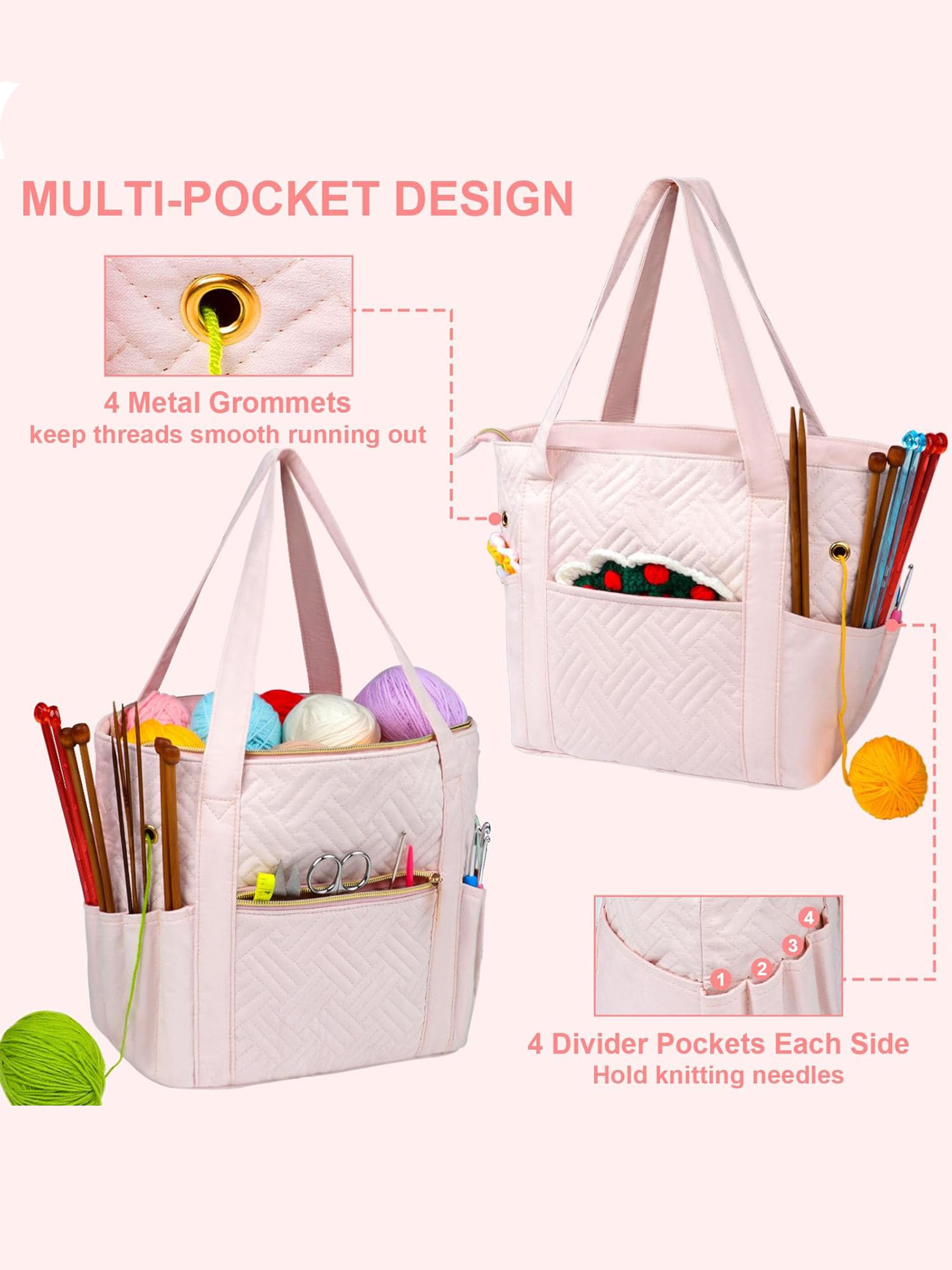 Crochet Bag Organizer, Portable Travel Case for Yarn Balls, Crochet Hooks & Knitting Needles Holder, Bag Accessories