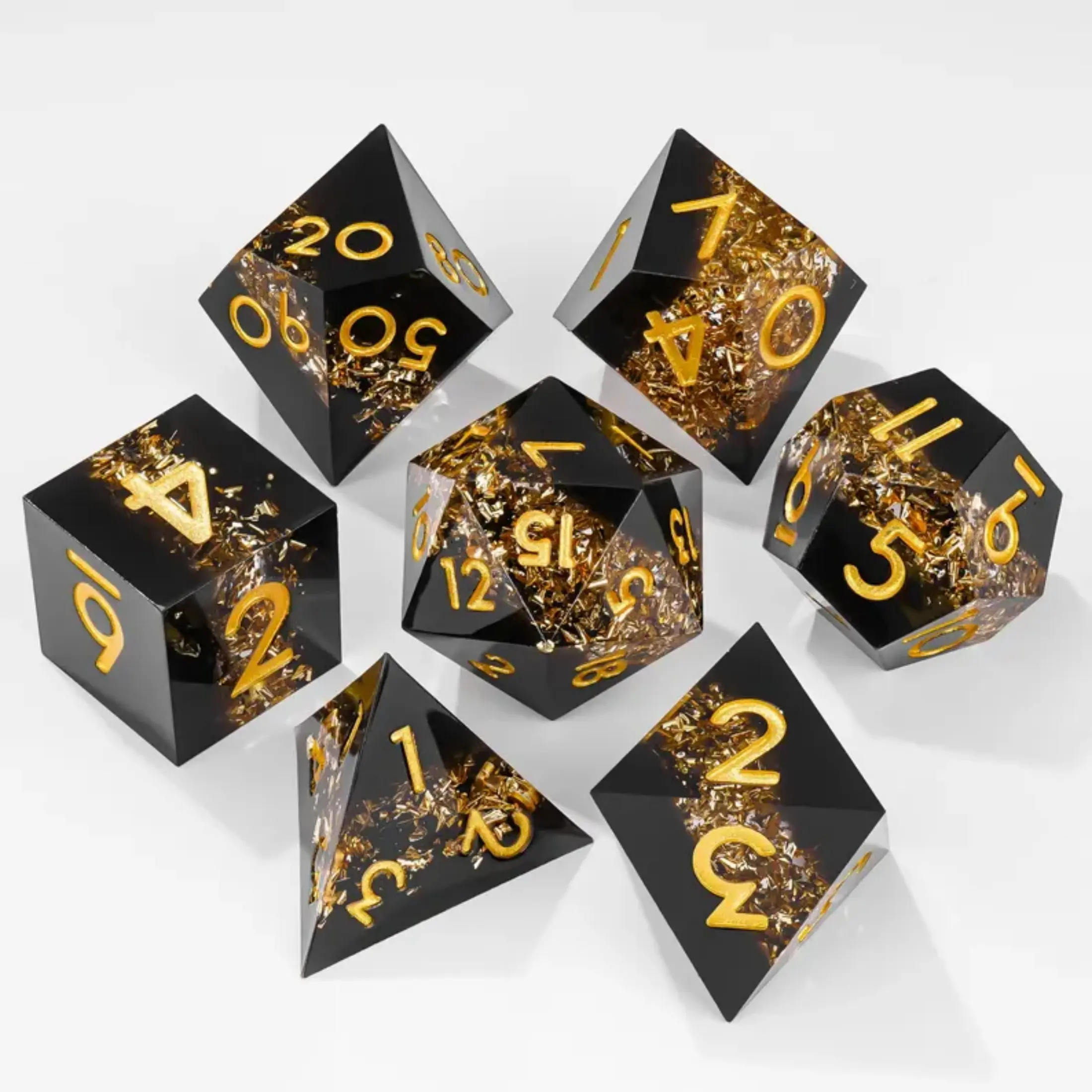 Gradient D&d Pearl Gold Foil Resin Dice Set, Star Dust Shimmer Polyhedral Dice Set for Tabletop Role Playing Games, Gaming Accessories