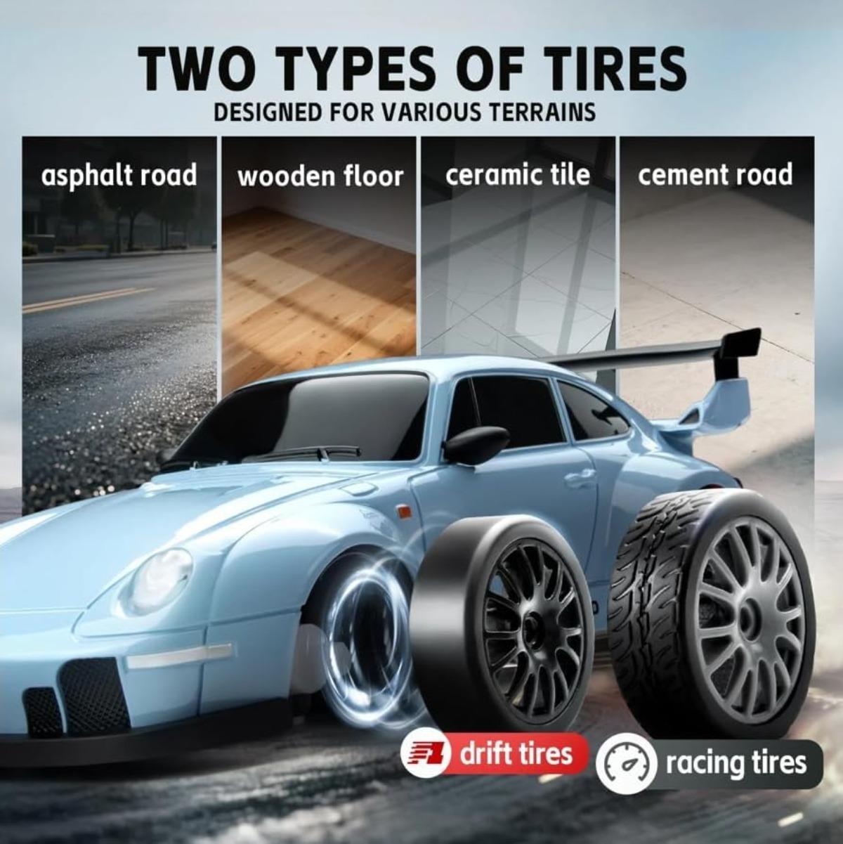 2.4GHz high-speed remote control drift car, 1:24 ratio four-wheel drive, with LED lights and dual batteries. Dual mode racing. Remote drifting pickup truck, high-speed remote control car, ideal gift for Easter and birthdays, super cool boy toy.