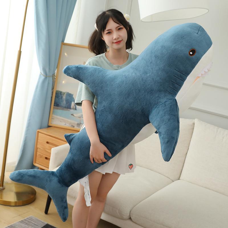 30-120CM Gaint Shark Whale Plush Pillow Gray Blue Pink Shark Stuffed Doll Warm Hug Pillow Cushion Toys Sofa Home Decoration