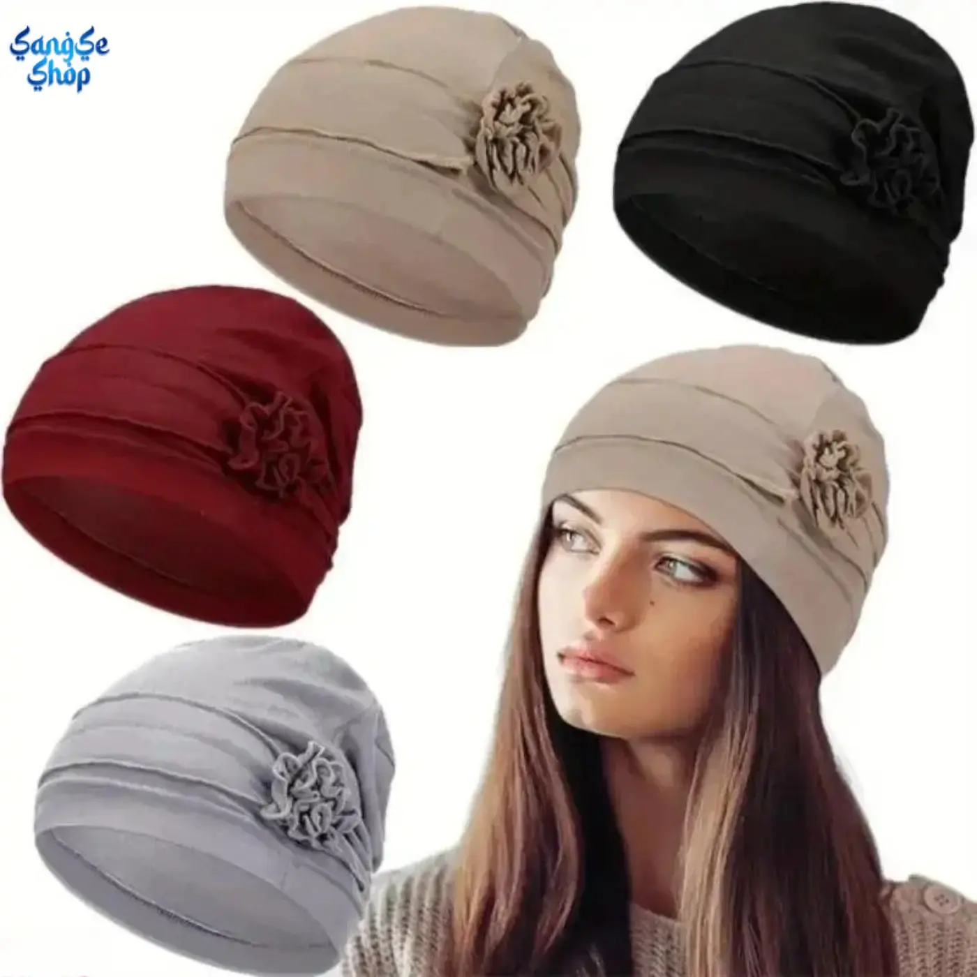 Women’s Accessories 2026 4-Piece Polyester Turban Head Wrap Set - Pleated Slip-On Soft Sleep Caps, Lightweight All-Seasons Stretch Hats for Hair Protection, Minimalist Adjustable Headwear for Daily Wear, Sports, Accessories For Women