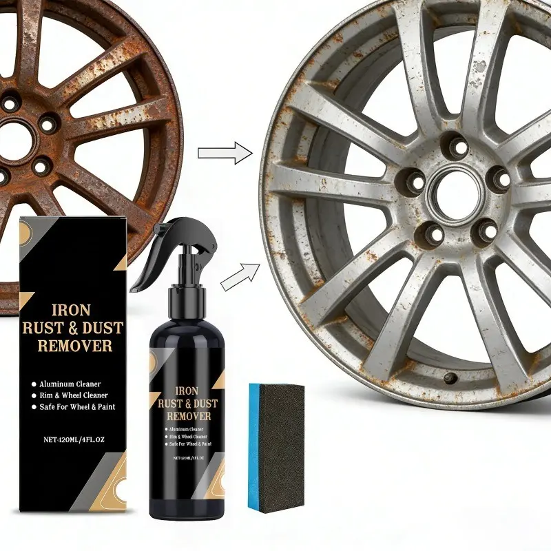 Upgrade Automotive Rust Remover Spray - Heavy Duty Rust Dissolver for Metal, Cars, Tools, Chains, Iron Stain Cleaner & Anti Rust 120ml