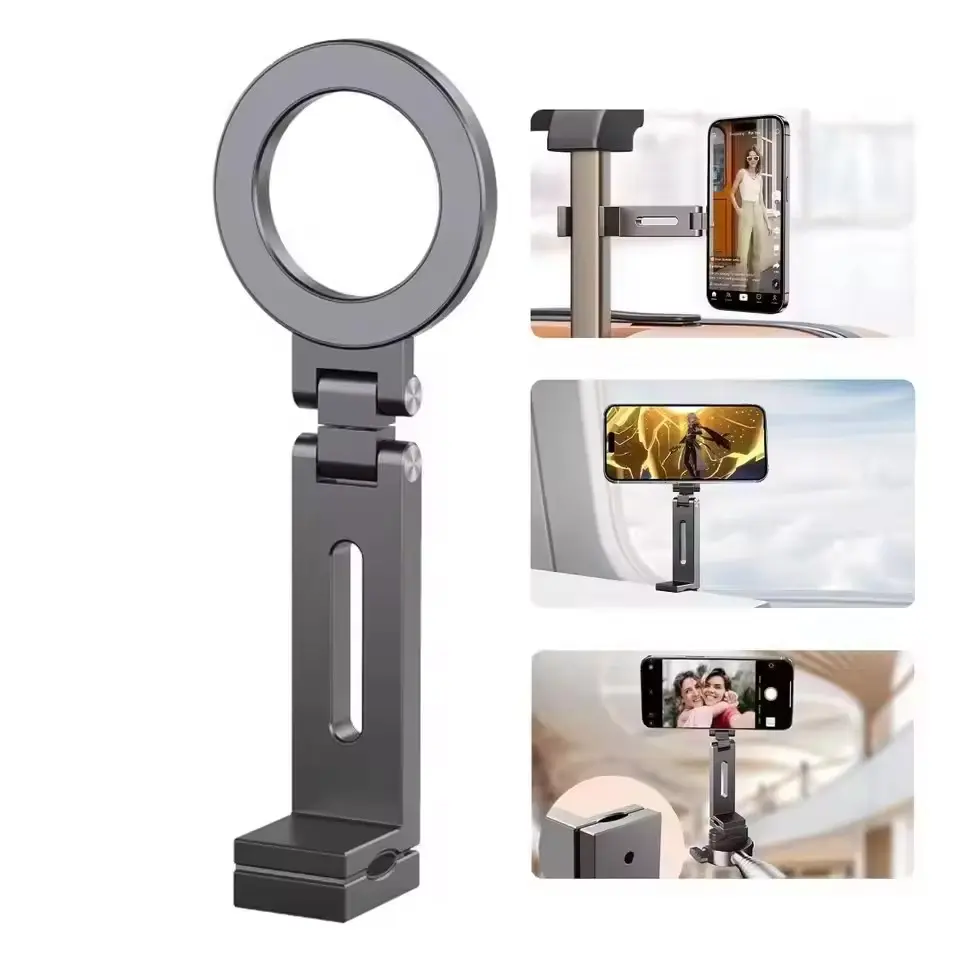 Magnetic Selfie Phone Holder with Remote - Flexible Rotatable Hands-Free Mount Bracket, Portable Folding Tripod, Travel Essential Airplane Seat Stand for CellPhones