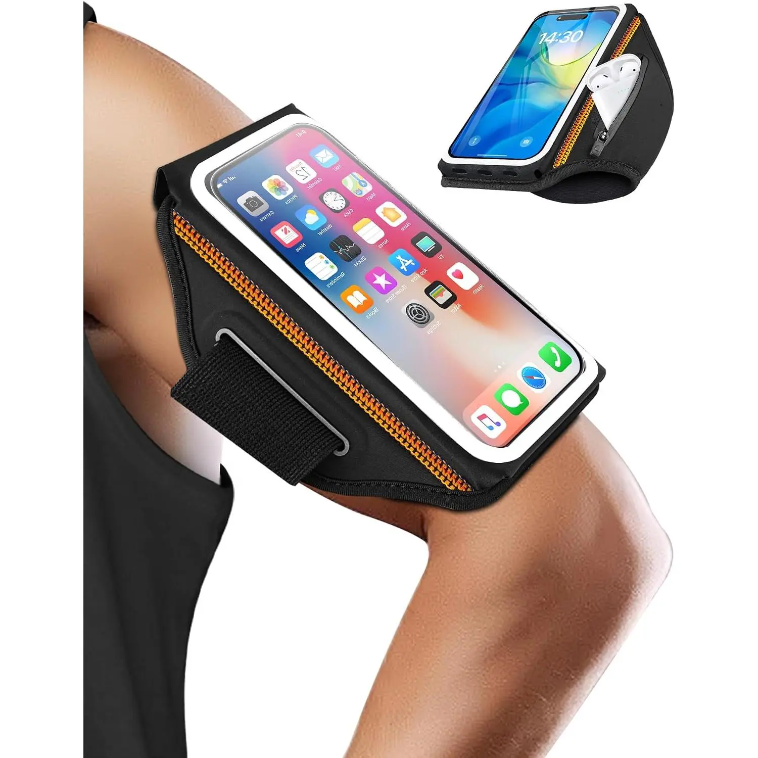Running Phone Armband with Earphone Holder - 3D Design Cell Phones Armband for iPhone 17/16/15/13 Pro/Plus & S24/S20, Water Resistant Sports Holder with Key Slot - Ideal for 6.9" Phones