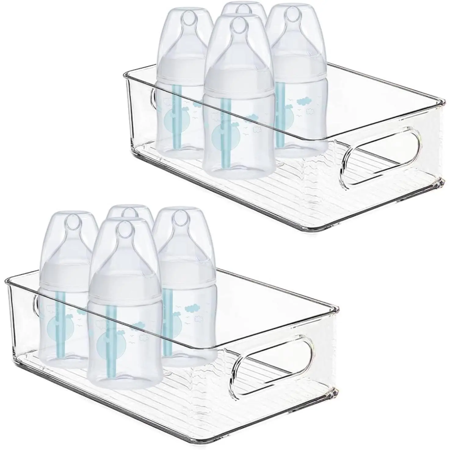 Baby Bottle Organizer, Plastic Storage Center for Baby Bottles and Food Jars, Portable Nursery Storage Plastic Baby Organizer,Convenient Storage Center for Kitchen Cabinet, Refrigerator&Countertop-2PC