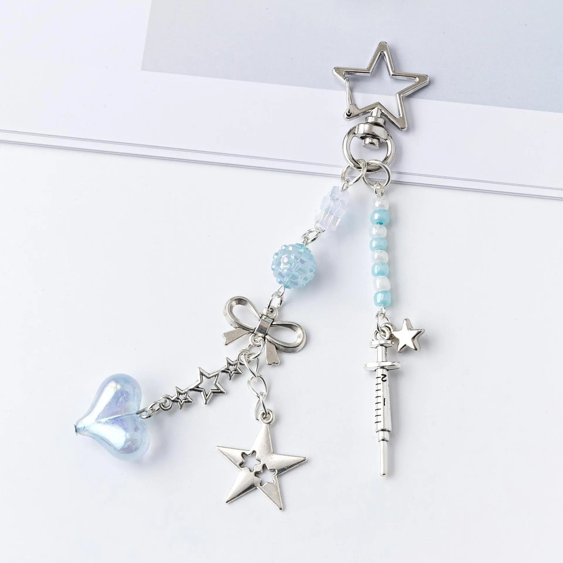 Ocean Star Pendant Keychain for Girls, Sweet Dolphin Pearl Phone Chain Accessory, Mobile Bag Charm, Fashionable Jewelry Gift
