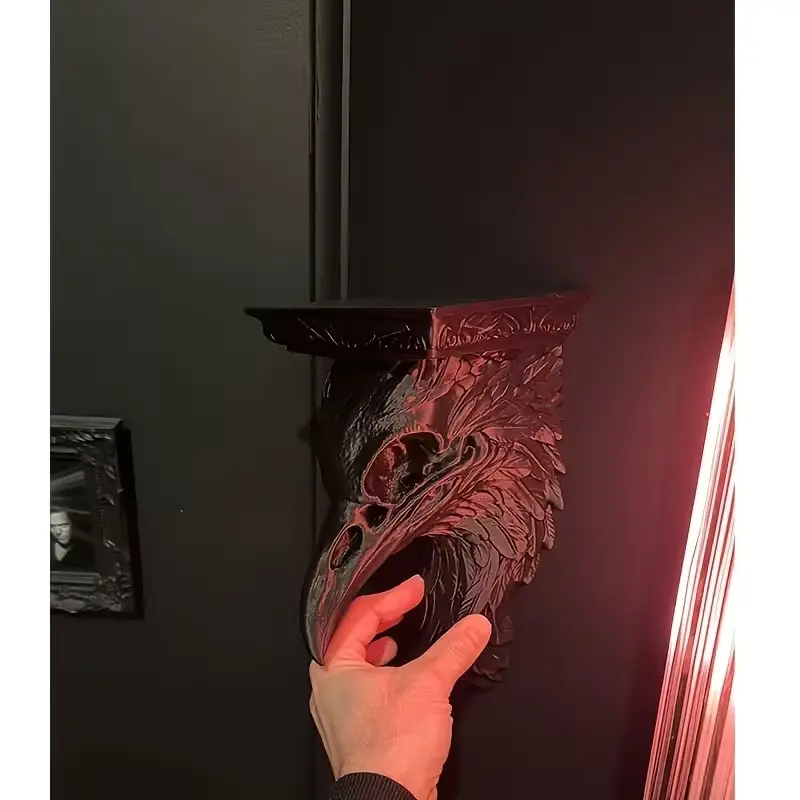 Vintage Raven Skull Wall Shelf, Dark Gothic Style Wall Organizer, Creative Decorative Home Decor, Perfect for Small Statues and Ornaments, Holiday Gift, Party Decoration