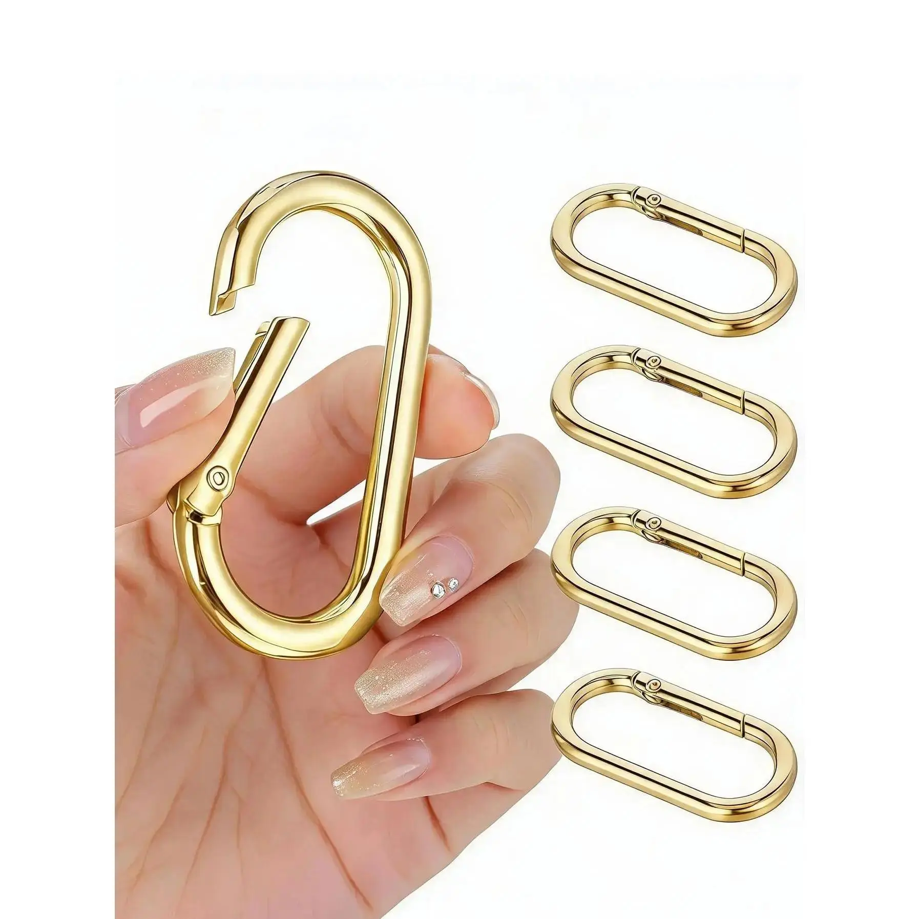 Unisex 5-Pack Heavy Duty Oval Metal Trigger Spring Snap Clips with Key Rings - Universal Fit Keychain Hooks for Keychains, Bags, Metal Clips, Carabiner Clips