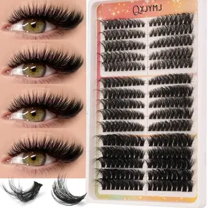 15 Rows 300pcs Curled False Eyelashes, Mixed Thickness 40D+60D+80D, Natural Fluffy Segmented Lashes, DIY Makeup, Beginner Friendly, Versatile Use