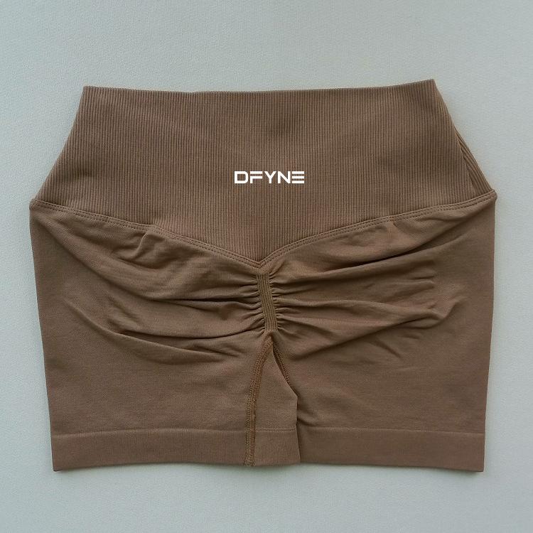 DFYNE Women's Three-Point Fitness Shorts, Peach-Shaped Hip-Lifting Yoga Pants, Seamless Breathable High-Waisted Style, Visually Lengthens Leg Proportions