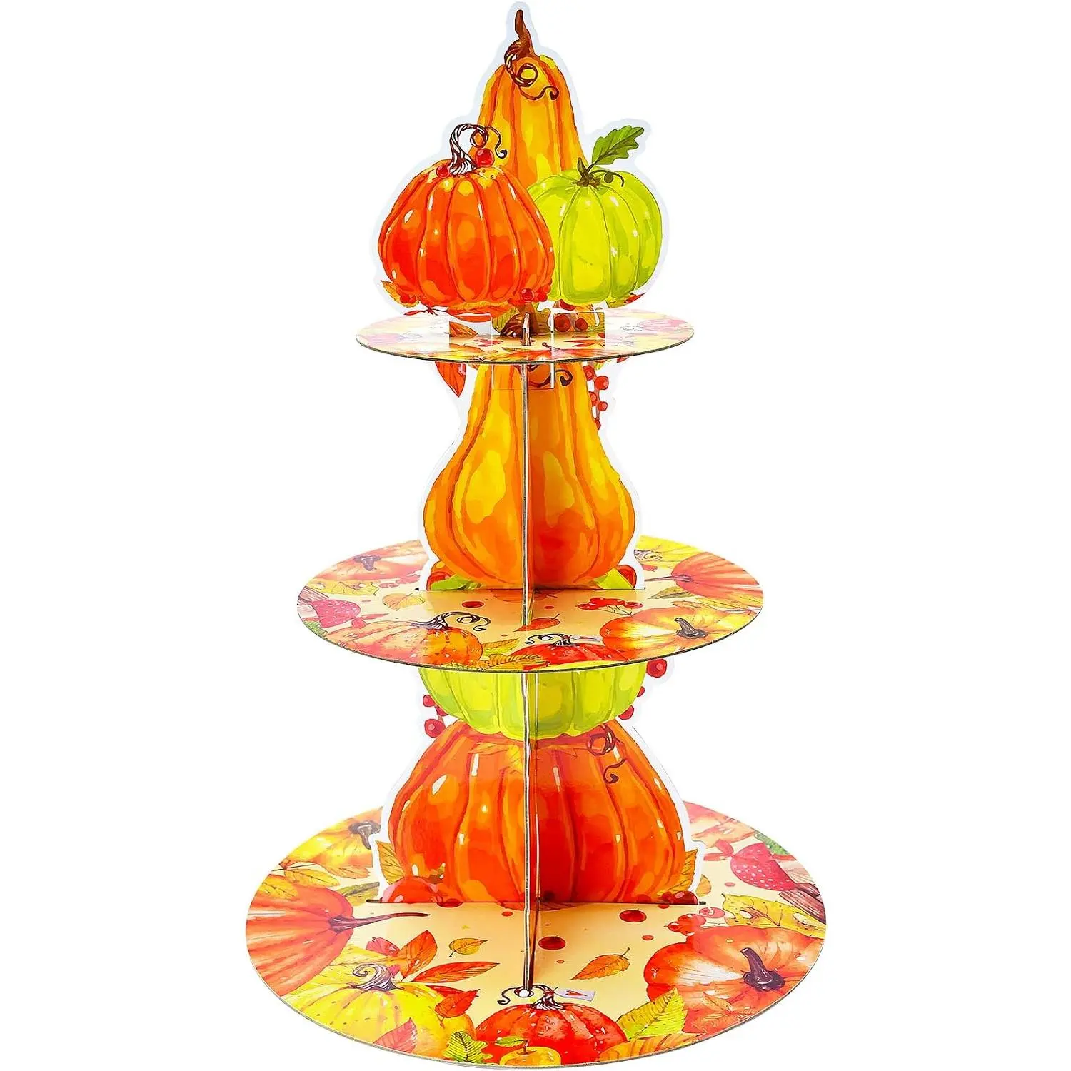 3-Tier Pumpkin Cupcake Stand – Autumn Harvest Dessert Display Holder for Fall Parties, Thanksgiving Table, and Seasonal Decorations