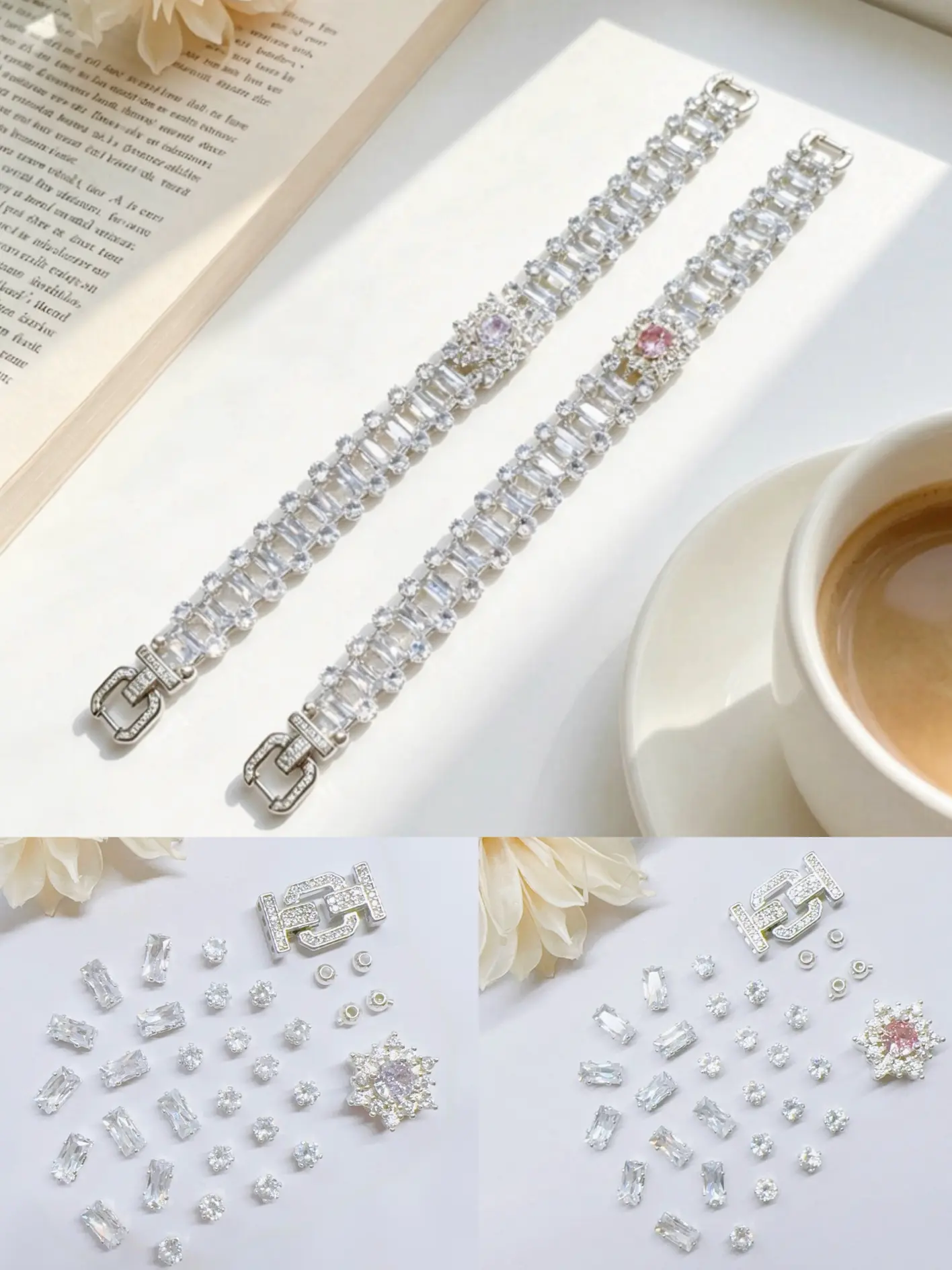 Frozen Magic Collection Bracelet Making Kit, Includes prong-set (claw-set) rhinestones, Clasp, Wire, Beads, Spacer Beads, Perfect for Crafting Jewelry Accessories