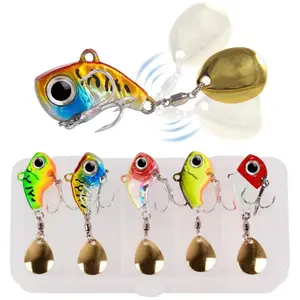 5Pcs Metal Jig VIB Blade Fishing Lures with Spinner Blade Crankbaits Trout Bass Bait Tackle Saltwater Freshwater
