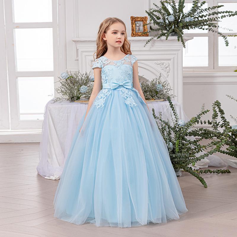Lavender Floral Lace Flower Girl Dress, Long Puffy Tulle Ball Gown for 8-14  Years Old Girls Party Performance 23668 - TikTok Shop