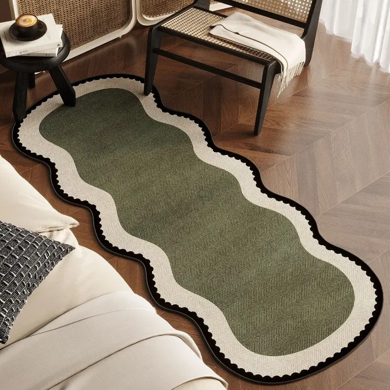 Green Geometric Texture Long Rug, Non-Slip Kitchen Mat, Hallway Carpet, Indoor/outdoor Corridor Rug, Christmas Gift, Holiday Decor