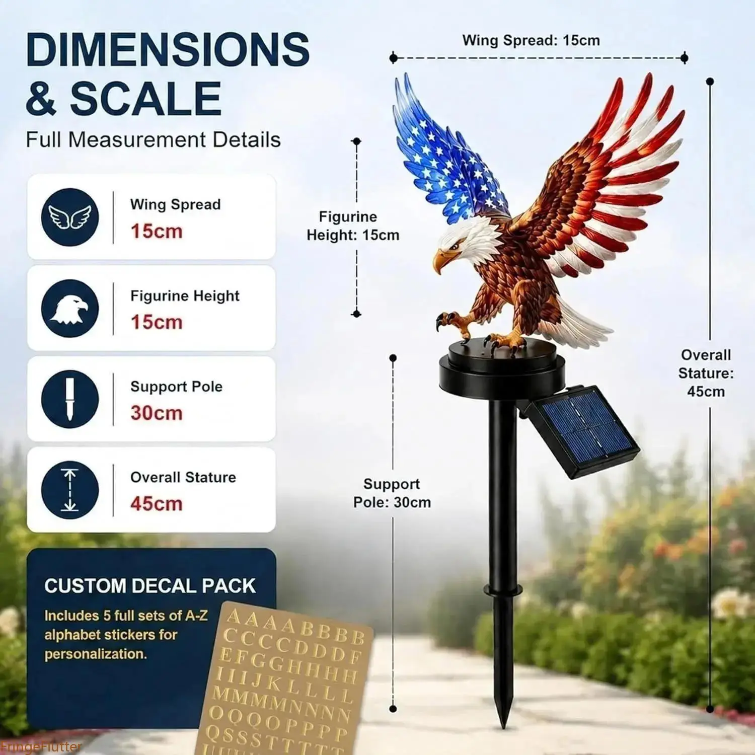 America 250 Solar Eagle Garden Stake Light, Waterproof LED Patriotic Yard Decor, 4th of July Memorial Day Outdoor Statue Gift