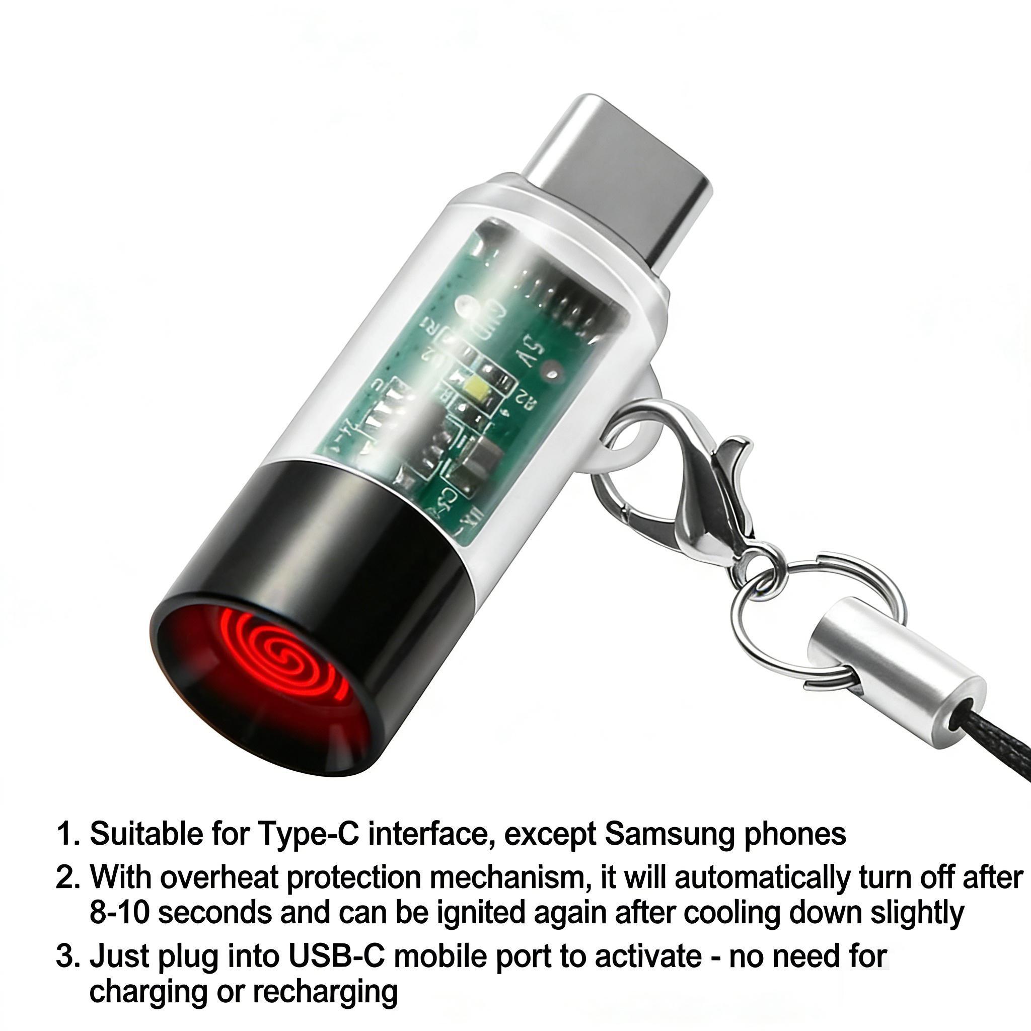 Electric Lighter USB C ( Not for Lightning ports & Samsung smartphones )  Windproof Waterproof Lighter for Phone, Plug in Phone No Need Charging, ONLY for Smart Phone with USB-C Port