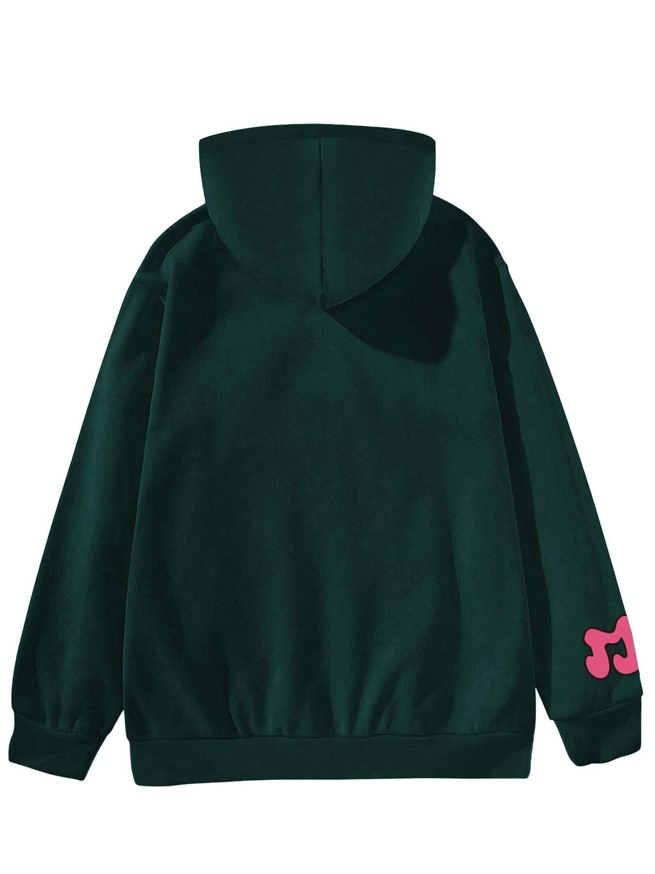 Men's Regular Fit Graphic Print Drop Shoulder Zip Up Hoodie, Fashion Casual Drawstring Pocket Plush Lined Hooded Sweatshirt for Daily Holiday Outdoor Wear, Men Clothes for Fall & Winter, Hooded Zipper Hoodie, Affirmation Zip Hoodie