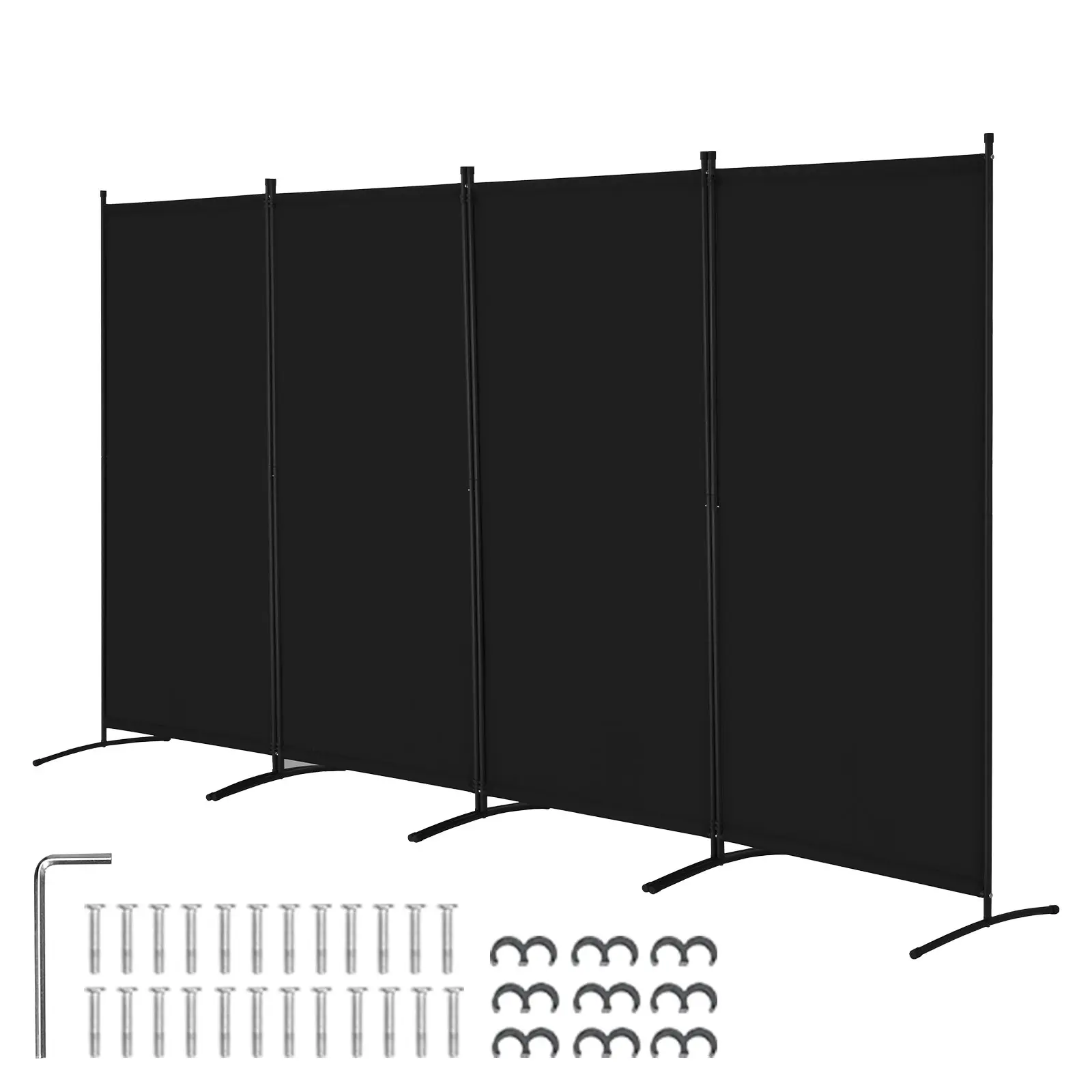 【DealsForYouDays】VEVOR Room Divider, 4 Panel Room Divider, Folding Privacy Screen and Portable Partition Divider for Room Separation, Freestanding Room Partitions for Office, Bedroom, Study, Black