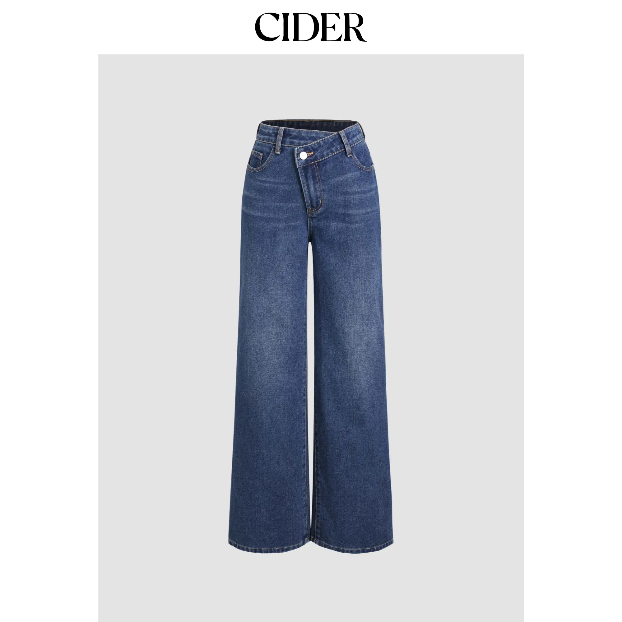 Denim High Waist Pocket Wide Leg Jeans
