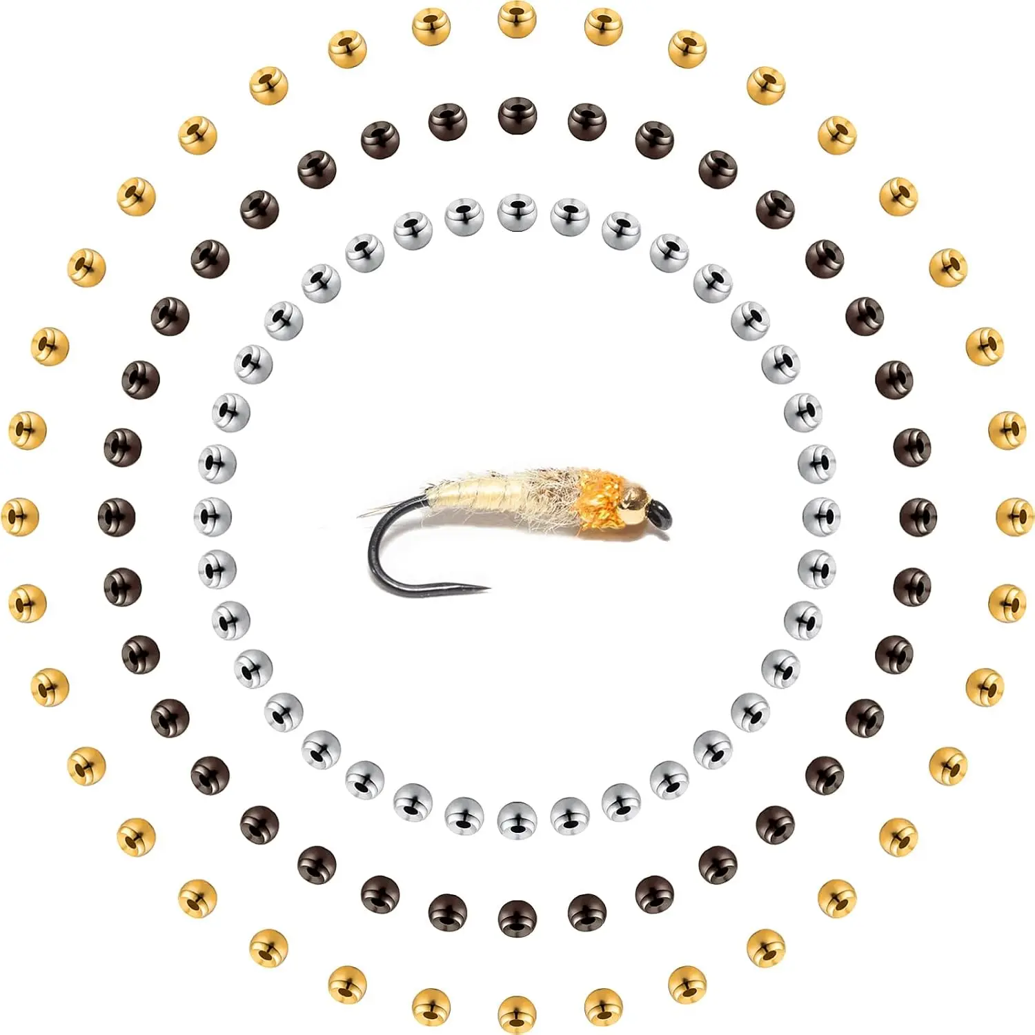 120 count Fly Tying Beads with a Plastic Box Tungsten Beads Round Ball Weights  Ball Fly Tying Materials