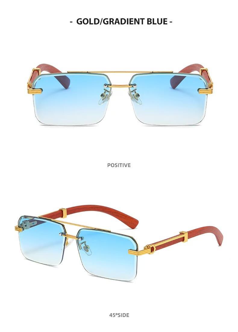 2 Pairs Unisex Rimless Square Lens Fashion Glasses Metal Double Bridge Trendy Eyewear PC Material Lightweight Stylish Accessories Perfect for Outdoor Parties Vacations Travel Driving Streetwear & Photo Props