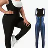 Women's Plus Size Full Body Sauna Jumpsuit 2026 New Arrival Silver Heat Retention Lining Tummy Control Butt Lifting Front Zipper Stretchy Workout Activewear for Daily Gym Yoga Fit Jumpsuits Stretchy Sports Jumpsuit Sportswear Jumpsuit
