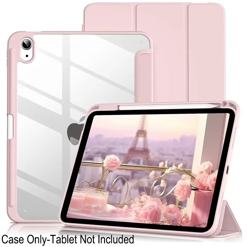 Case for iPad 11 Inch A16 11th Generation 2025 and 10.9 Inch 10th 2022  11 10 Gen 11" 10.9" with Pencil Holder Clear Transparent Back Shell Casing Slim Stand Shockproof Tablet Protective Cover Pouch Accessories, Auto Wake/Sleep