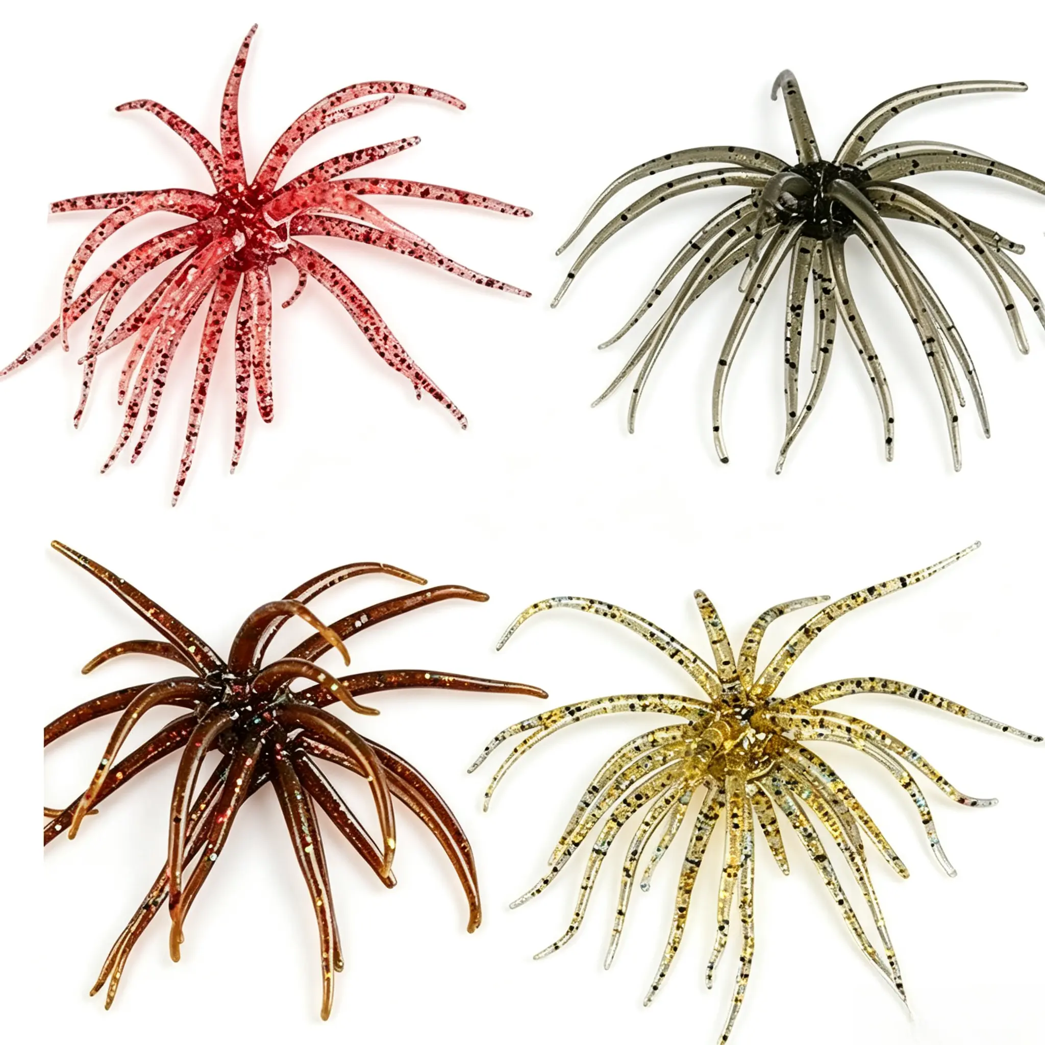 Sea Urchin Shape Floating Soft Plastic Artificial Fishing Lures, 2-Pack Kit with Lead Head Jigs & Crank Hooks for Perch Fishing, Simulation Lure, Simulation Fishing Lure， Hooks for Perch Fishing, Simulation Lure,Simulation Fishing Lure