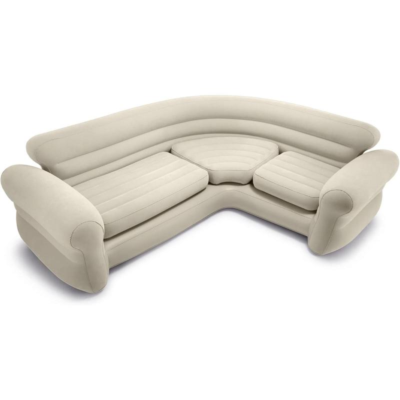 Inflatable Corner Sofa, L-Shaped Couch with 880 lb. Weight Capacity, 2-in-1 Valve for Easy Indoor Setup, 101" x 80" x 30"
