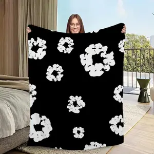 Luxury Comfort Soft Plush Blanket D-Denim for Sofa Fashion Living Room Office Bedroom Travel Gift Single-sided T-Tears Printed