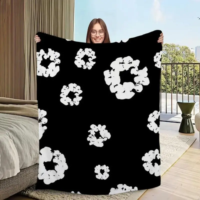 Luxury Comfort Soft Plush Blanket D-Denim for Sofa Fashion Living Room Office Bedroom Travel Gift Single-sided T-Tears Printed