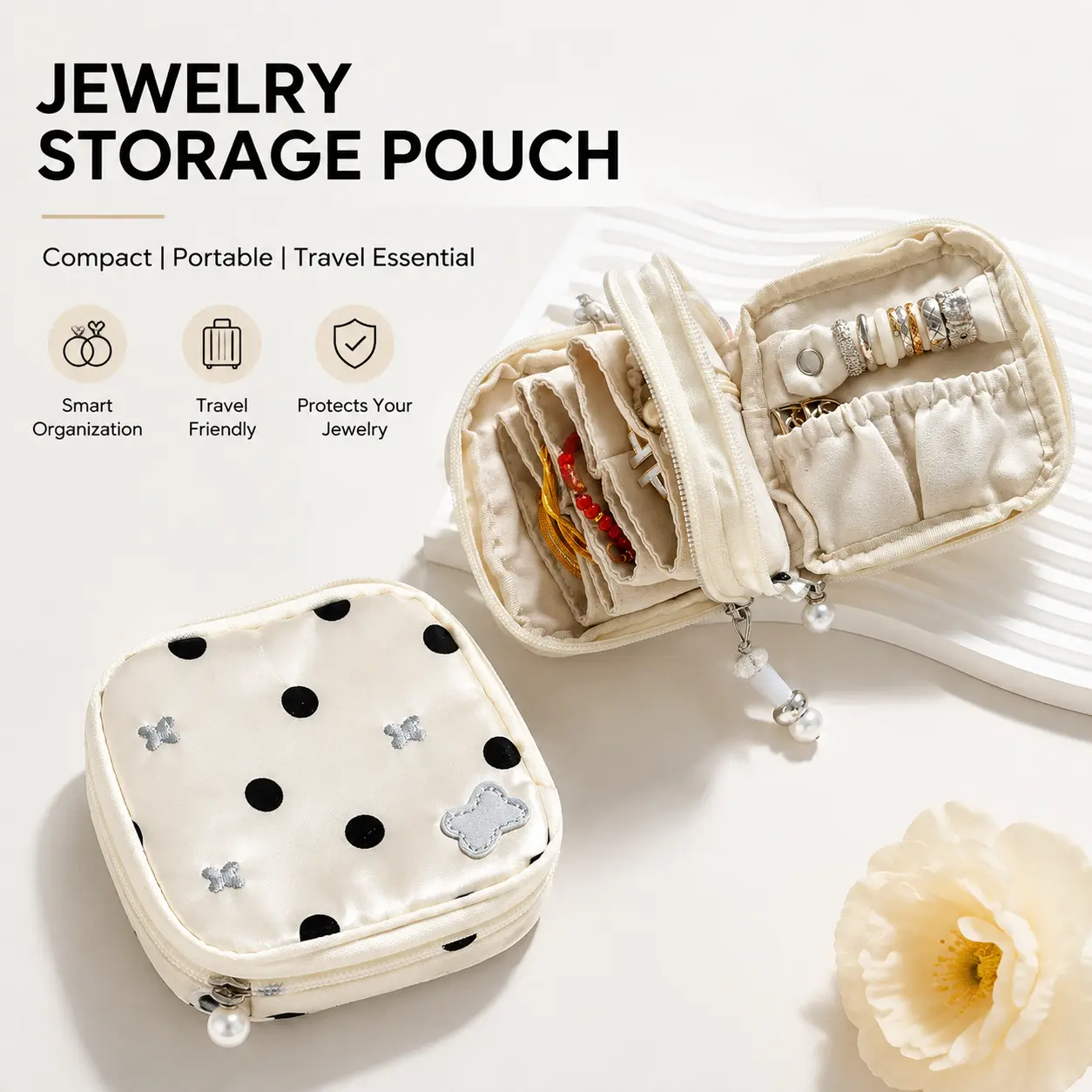 Travel Jewelry Organizer Pouch for Women, Tangle-Free Accordion Storage for Necklaces, Crystal Bracelets, Rings & Earrings, Gift for Her-YY1
